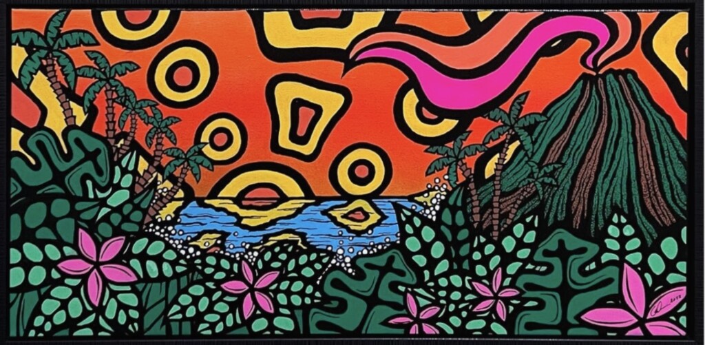 "Island Sunset" -- Corners of the Sun original artwork by Lance Anderson