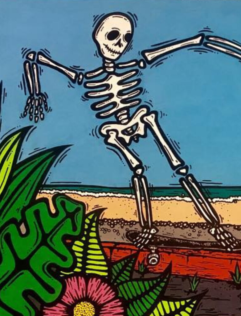 "Slappy in Paradise" -- Corners of the Sun original artwork by Lance Anderson, detail