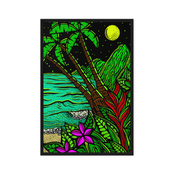 Tropical Night - Gallery Wrapped Canvas Print in Floating Frame - Image 3